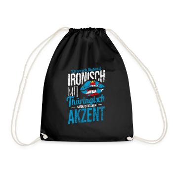 Thüringen Dialekt Zwiebelmarkt Spruch Outfit - Turnbeutel - Schwarz - Vorne