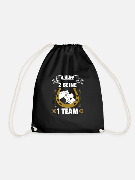 4 Hufe 2 Beine 1 Team süßer Reiter Spruch Geschenk - Turnbeutel - Schwarz