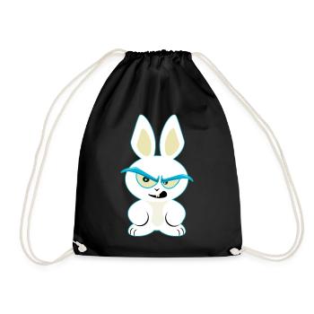 Lusiger White Rabbit, Funny Rabbit Shirt - Drawstring Bag - black - Front