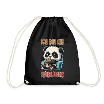 Serienjunkie Serienmarathon Panda Popcorn Couch - Turnbeutel - Schwarz - Vorne