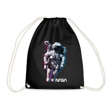 NASA Astronaut With Official Logo - Drawstring Bag - black - Front