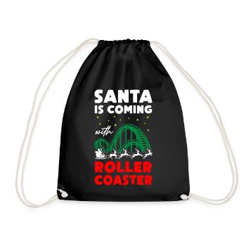 Santa is Coming with Roller Coaster - Turnbeutel - Schwarz - Vorne