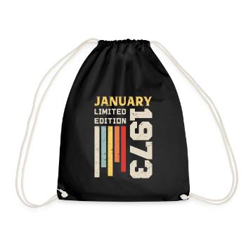 Januar 1973 - Januar 1973 Geburtstagsgeschenk - Turnbeutel - Schwarz - Vorne