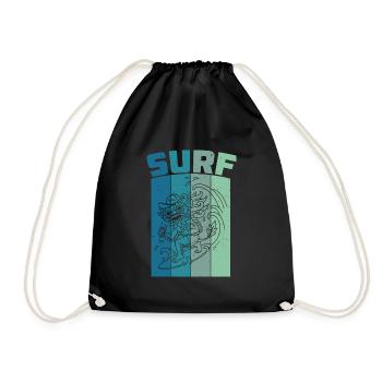 Bali Indonesia Summer Vacation Travel Surfing - Drawstring Bag - black - Front