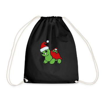 Tortue mignonne douce drôle noël - Sac de sport léger - noir - Devant