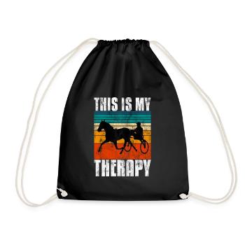 This is my therapy Trotting Harness Width Retro - Drawstring Bag - black - Front