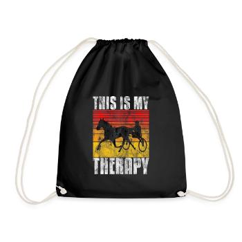 This is my therapy Trotting Harness Width Retro - Drawstring Bag - black - Front