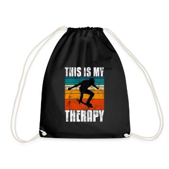 This is My therapy Skateboard Skateboarder Skate - Drawstring Bag - black - Front