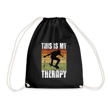 This is My therapy Skateboard Skateboarder Skate - Drawstring Bag - black - Front