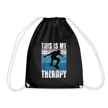 This is My therapy Skateboard Skateboarder Skate - Drawstring Bag - black - Front