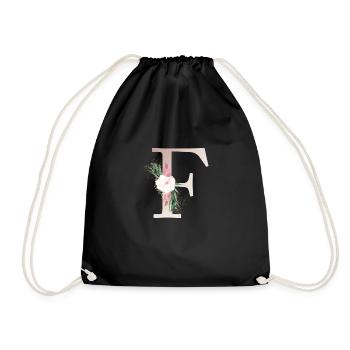 Monogramme F Floral Personnalisable - Sac de sport léger - noir - Devant