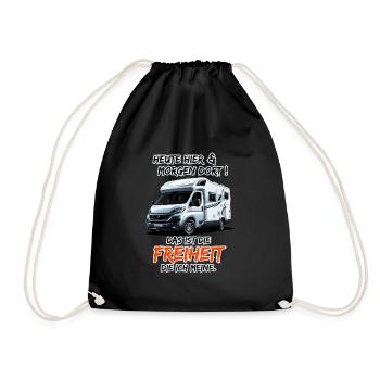 Here today & there tomorrow, that's freedom... - Drawstring Bag - black - Front