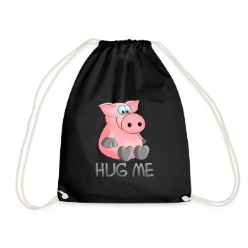 Umarmung - hug me pig - Turnbeutel - Schwarz - Vorne