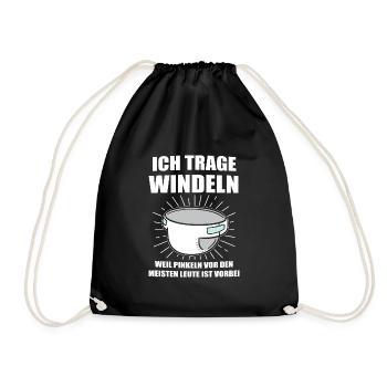 ABDL Windel Adult Baby Geschenk - Turnbeutel - Schwarz - Vorne