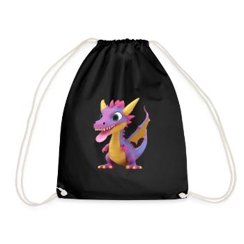 A cute dragon monster with long tongue - Drawstring Bag - black - Front