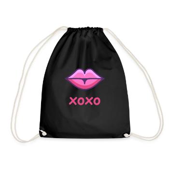 XOXO Kissing Mouth - Drawstring Bag - black - Front