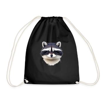 Raccoons Cute Cartoon Raccoon 10 - Drawstring Bag - black - Front