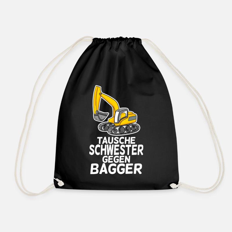 Tausche Schwester gegen Bagger - Turnbeutel - Schwarz