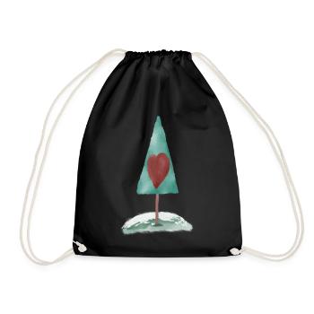 Heart tree watercolor illustration - Drawstring Bag - black - Front