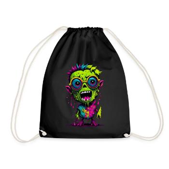 Bunter cooler Zombie - Turnbeutel - Schwarz - Vorne