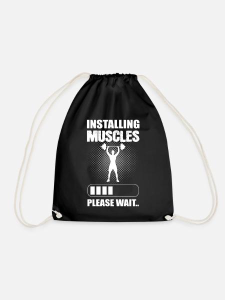 Installing Muscles Please Wait Bodybuilder - Turnbeutel - Schwarz
