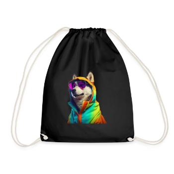 Husky avec lunettes de soleil Coloré Cool Huskies Chien - Sac de sport léger - noir - Devant