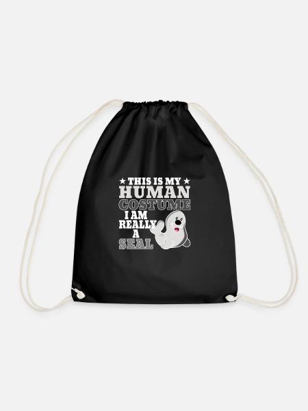 Seehund Robbe Halloween Seelöwe Geschenkidee - Turnbeutel - Schwarz