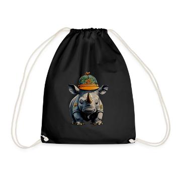Nashorn Designer-Cap - Turnbeutel - Schwarz - Vorne