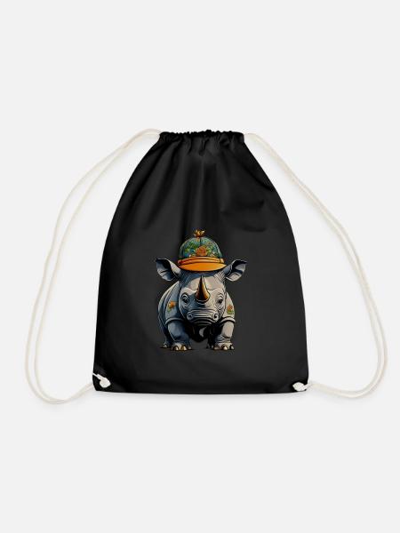 Nashorn Designer-Cap - Turnbeutel - Schwarz