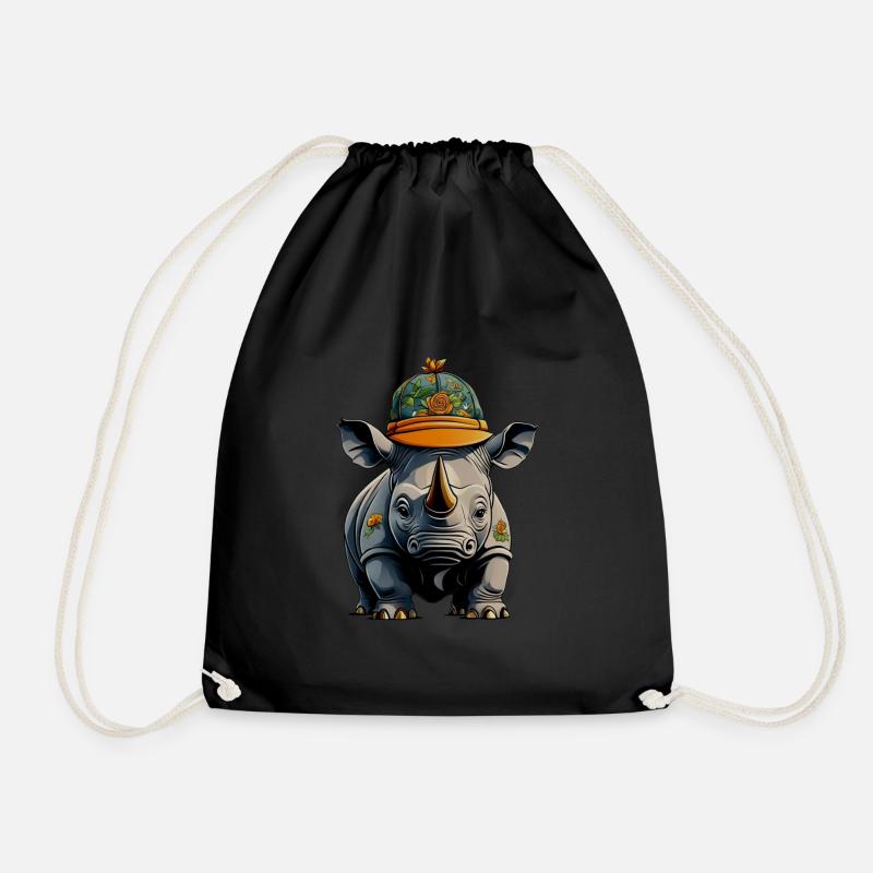 Nashorn Designer-Cap - Turnbeutel - Schwarz