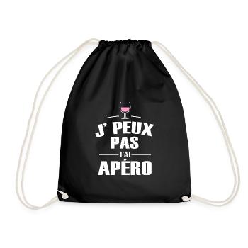 je peux pas j ai apéro pour homme femme - Sac de sport léger - noir - Devant