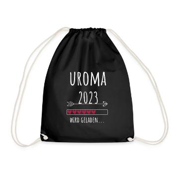 Uroma 2023 Schwangerschaft Urgroßmutter Geschenk - Turnbeutel - Schwarz - Vorne