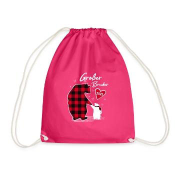 Großer Bruder Bär 2025 - Turnbeutel - Fuchsia - Vorne