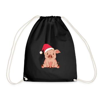 Schwein Weihnachten - Turnbeutel - Schwarz - Vorne