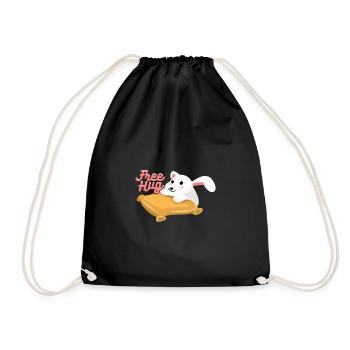 Hug Rabbit - Drawstring Bag - black - Front