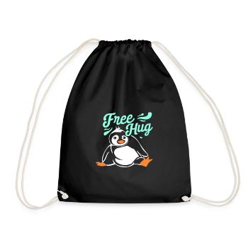 Hug Penguin - Drawstring Bag - black - Front