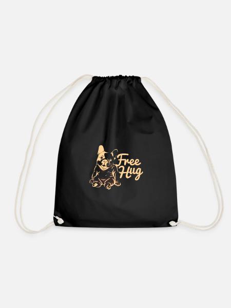 Hug Bulldog - Drawstring Bag - black