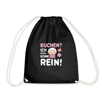 Kuchen-Oma Lustig Einladung Geburtstag Idee - Turnbeutel - Schwarz - Vorne