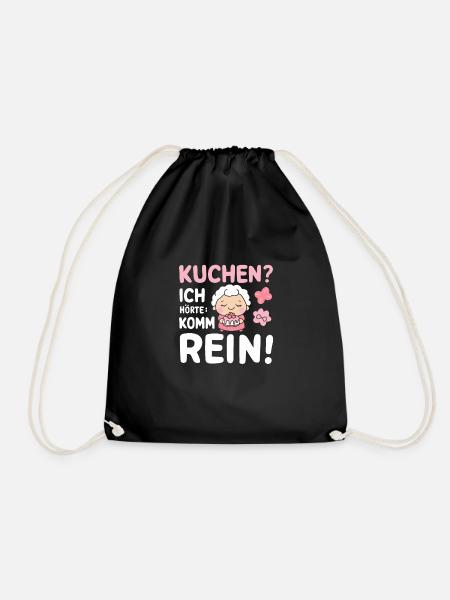 Kuchen-Oma Lustig Einladung Geburtstag Idee - Turnbeutel - Schwarz