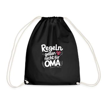 Regeln-Oma Lustiger Spruch Unikat Omi Liebe - Turnbeutel - Schwarz - Vorne