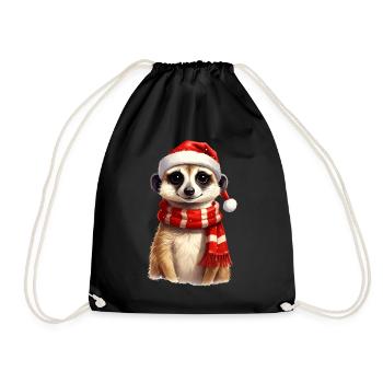 Erdmännchen zu Weihnachten - Turnbeutel - Schwarz - Vorne