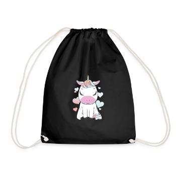 Cadeau mignon avec un coeur de licorne - Sac de sport léger - noir - Devant
