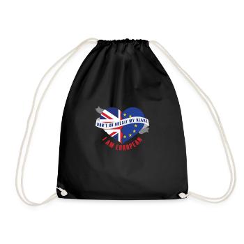 Brexit My Heart Funny T-Shirt - Drawstring Bag - black - Front