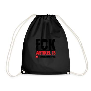 FCK Article 13 T-Shirt - Drawstring Bag - black - Front