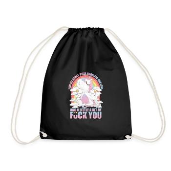 Süßes Einhorn Pizza Und Liebe T-Shirt - Turnbeutel - Schwarz - Vorne