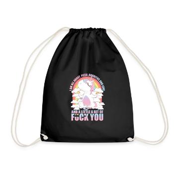Süßes Einhorn Pizza Und Liebe T-Shirt - Turnbeutel - Schwarz - Vorne