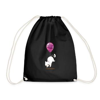Süße Weißes Kätzchen Ballon T-Shirt - Turnbeutel - Schwarz - Vorne