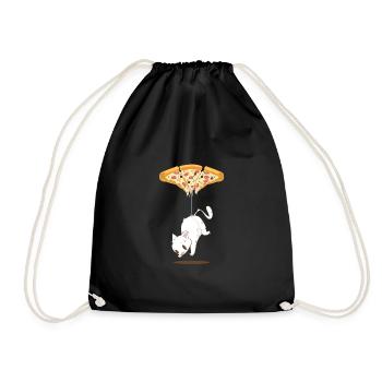 Pepperoni Pizza Katzen Ballon T-Shirt - Turnbeutel - Schwarz - Vorne