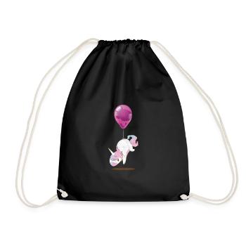 Süßes Einhorn Ballon T-Shirt Kinder - Turnbeutel - Schwarz - Vorne