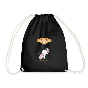Unicorn Einhorn Pepperoni Pizza T-Shirt - Turnbeutel - Schwarz - Vorne